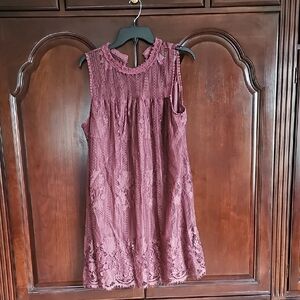 No Boundaries Sleeveless Lace Mini Dress in Dusty Rose